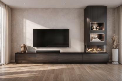 TV-meubel Mason Excellent - Eiken - 4 kleppen - Elektrische haard - Met koof