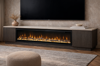 TV MEUBEL WALTON - MELAMINE EIKEN - ELEKTRISCHE HAARD