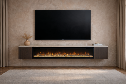 TV MEUBEL WALTON - MELAMINE EIKEN - ELEKTRISCHE HAARD