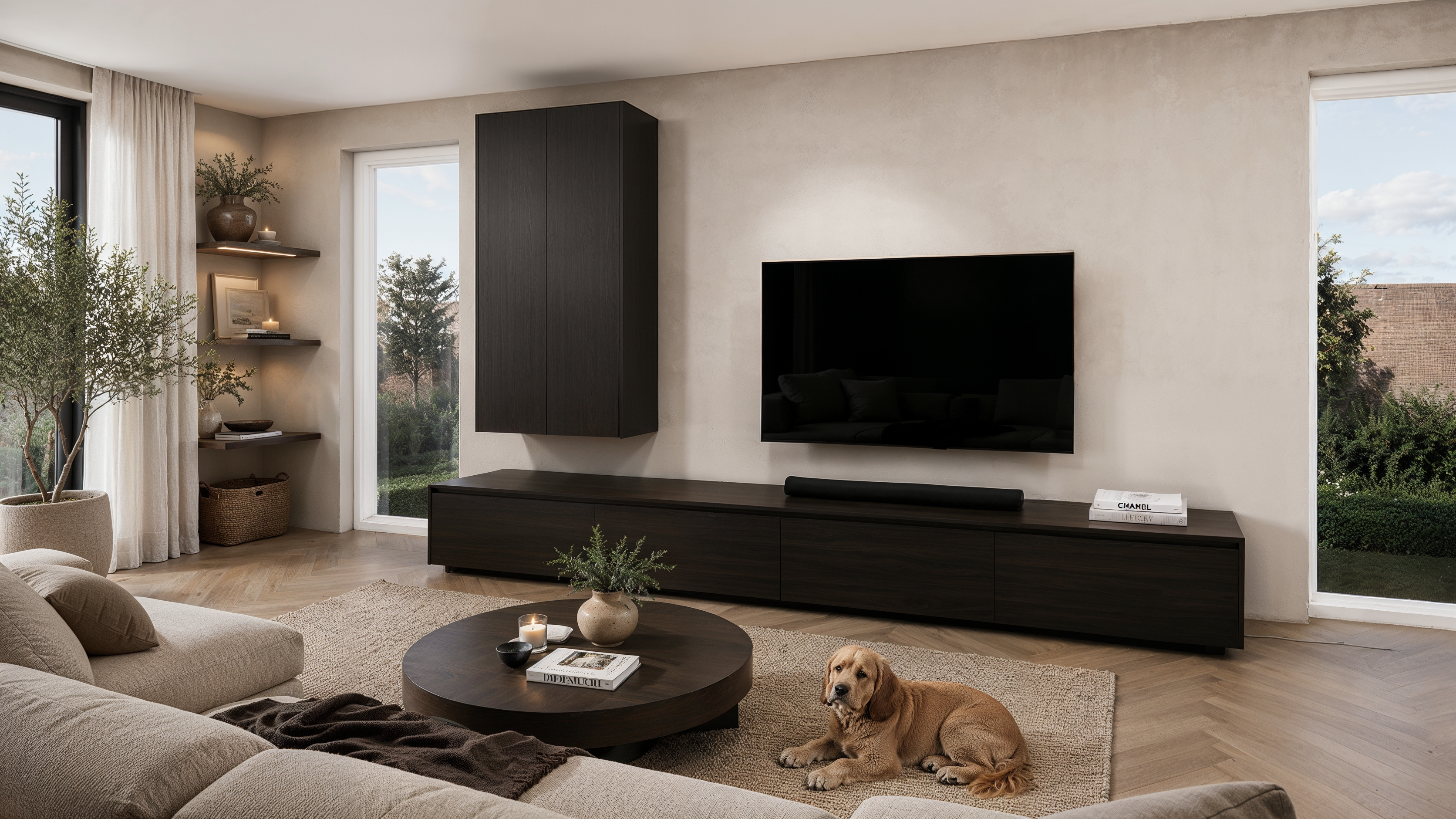 Tv meubel Mason Royal - Zwevend - Eiken - 3 kleppen - Chimney