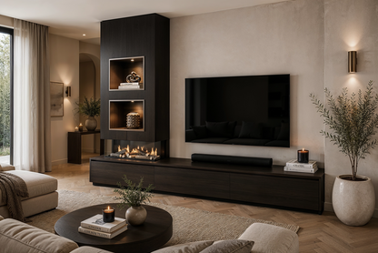 TV-meubel Mason Excellent - Eiken - 3 kleppen - Elektrische haard - Met koof