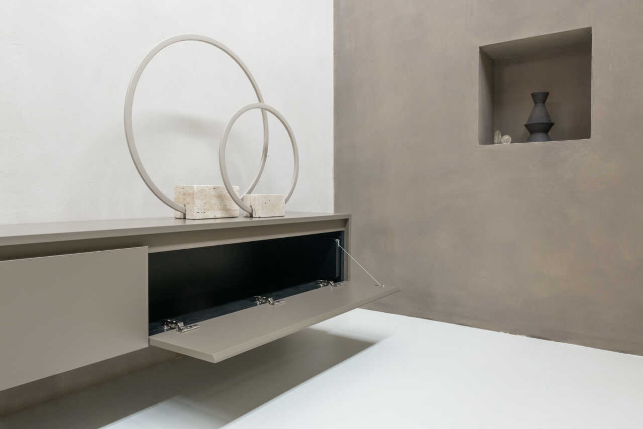 TV-meubel Rockefeller - Zwevend - Beige - Eiken - 4 kleppen