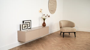 Jessie | Zwevend tv-meubel | Strak | MDF | Scandinavisch Design | 2 Kleppen | 120 – 160 cm