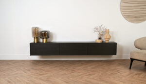 Jessie | Zwevend tv-meubel | Strak | Eiken | Scandinavisch Design | 3 Kleppen | 180 – 300 cm