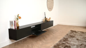 Jessie | Zwevend tv-meubel | Strak | MDF | Scandinavisch Design | 4 Kleppen | 220 – 400 cm