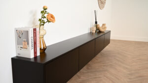 Jessie | Zwevend tv-meubel | Strak | MDF | Scandinavisch Design | 4 Kleppen | 220 – 400 cm