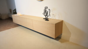 Jackson | tv meubel met openhaard met stenen | Eiken | 3 Kleppen | 200 – 300 cm Blanco Eiken