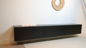 Jackson | tv meubel met openhaard met stenen | Eiken | 3 Kleppen | 200 – 300 cm
