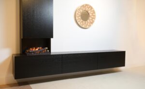 Jackson | tv meubel met openhaard en koof | Eiken | 3 Kleppen | 200 – 300 cm