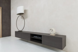 Stephan | Zwevend tv-meubel | Eiken Melamine | Scandinavisch Design | 3 Kleppen | 180 – 240 cm